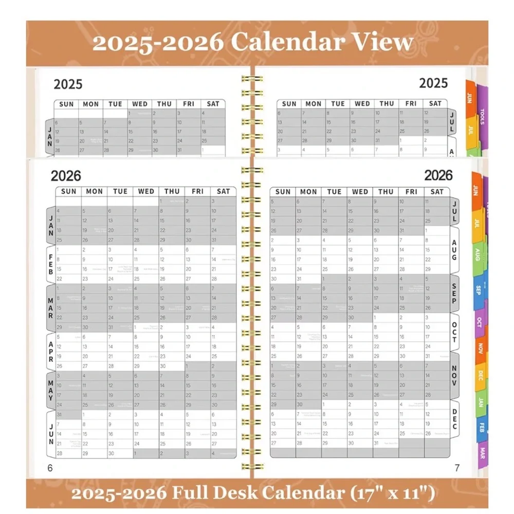 New 2025-2026 Spiral Planner with Tabs